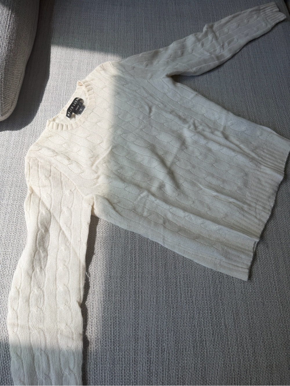 Ralph Lauren Cable Knit Crewneck Sweater - Cream